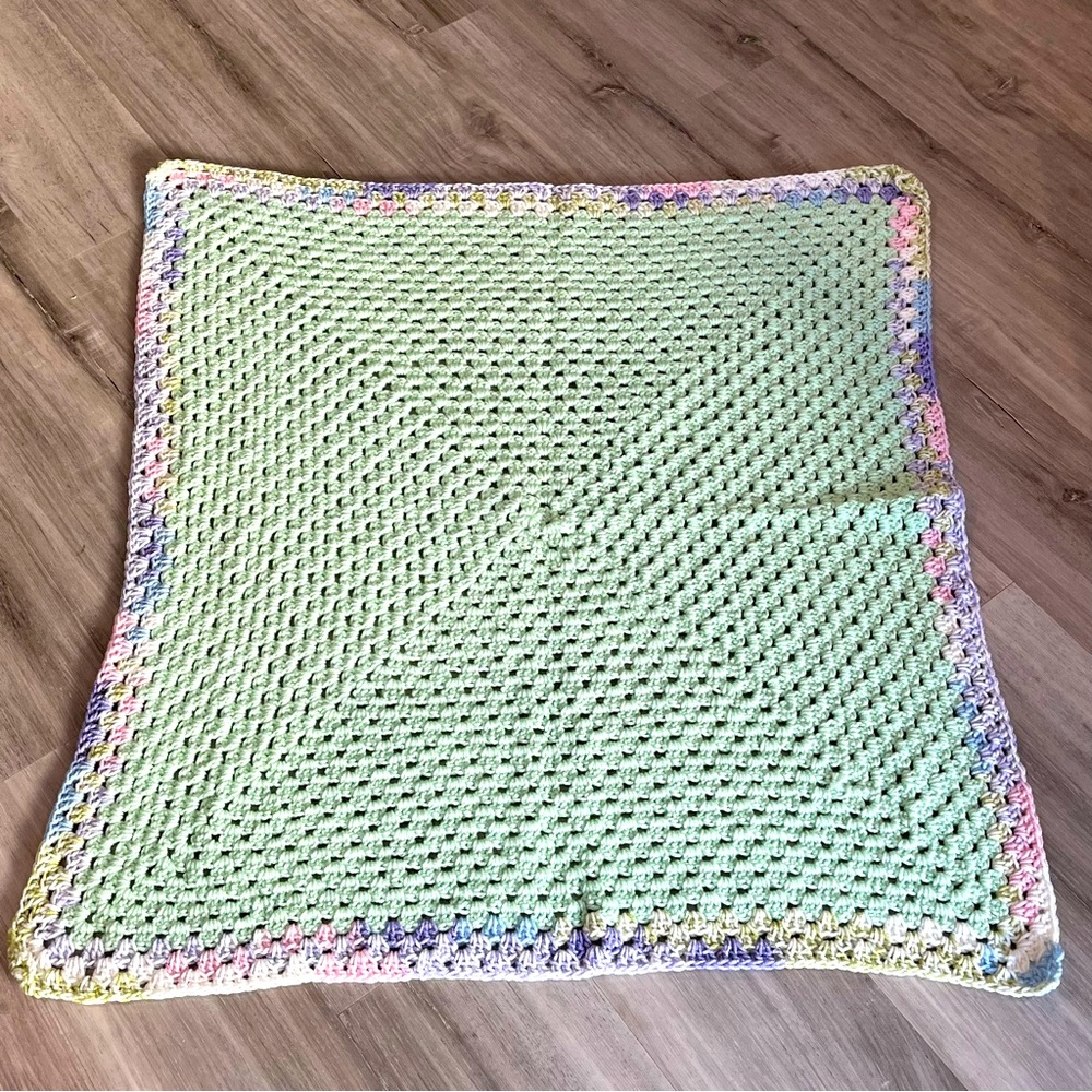 New Handmade Crochet Mint Green Granny Square Blanket